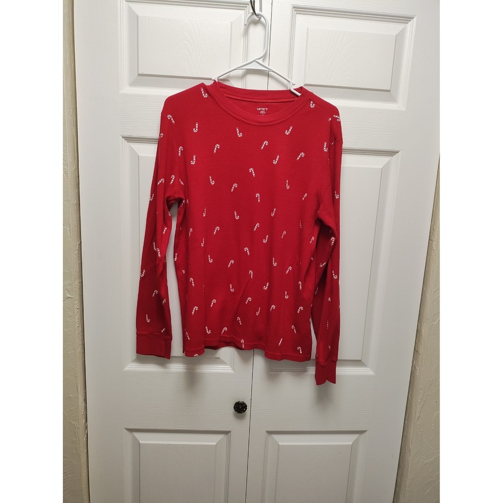 Carter's Adult Large Long Sleeve Red/ White Candy Cane Long John Shirt